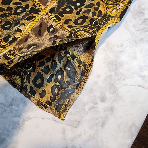 Stunt Collections Vtg Women's Leopard Animal Print Silk Top Blouse Sz Large Nos - Picture 9 of 12